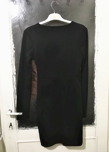 Siyah Uzun Kollu Mini Elbise - Görsel 2