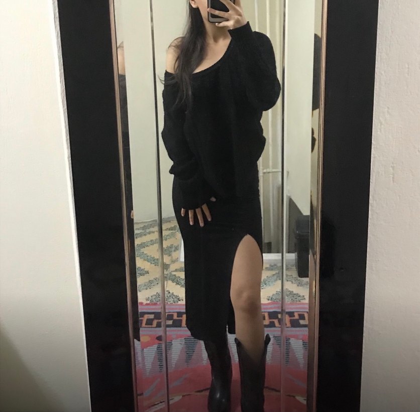 Siyah Dar Kesim Yırtmaçlı Etek - Görsel 2