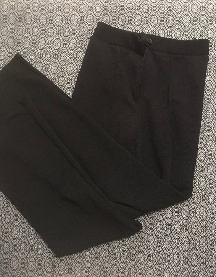 Siyah Kadın İspanyol Paça Kumaş Pantolon - Görsel 2