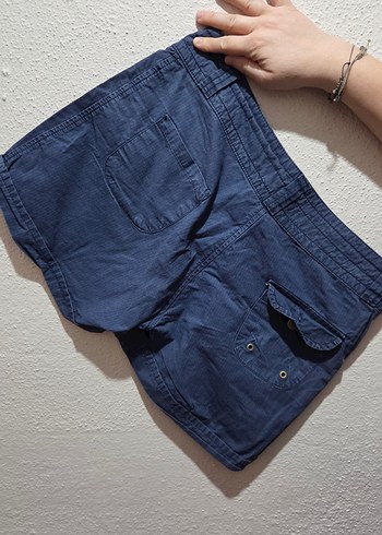 Düğmeli Koyu Mavi Mini Denim Şort - Görsel 3