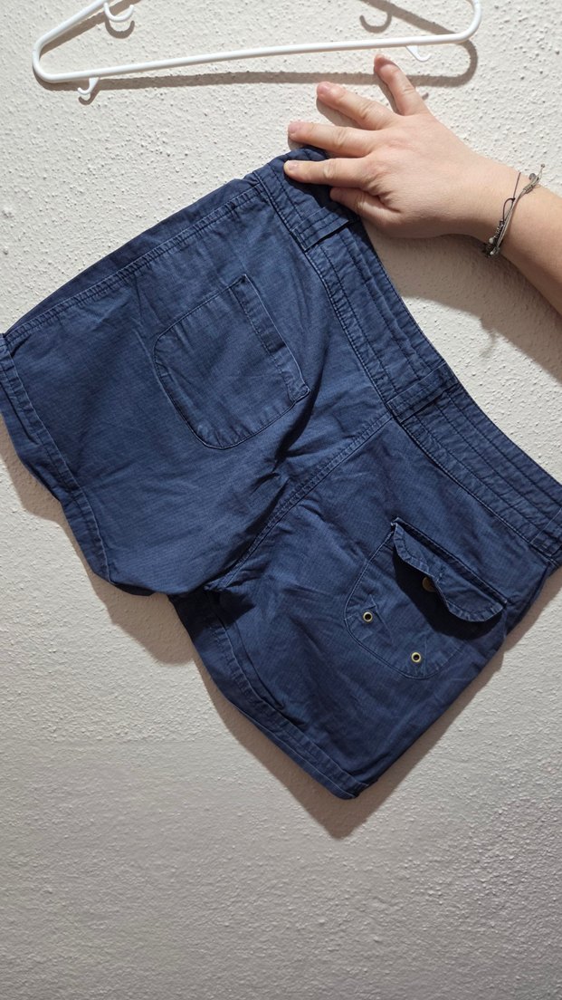 Düğmeli Koyu Mavi Mini Denim Şort - Görsel 3
