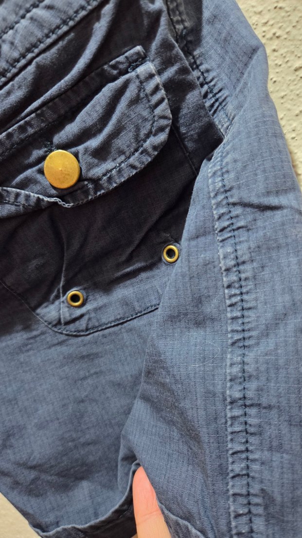 Düğmeli Koyu Mavi Mini Denim Şort - Görsel 4