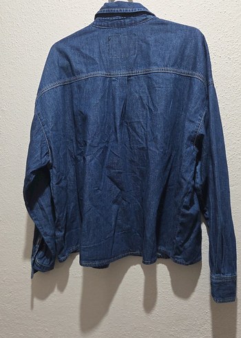 Kadın Mavi Denim Gömlek Ceket - Görsel 4