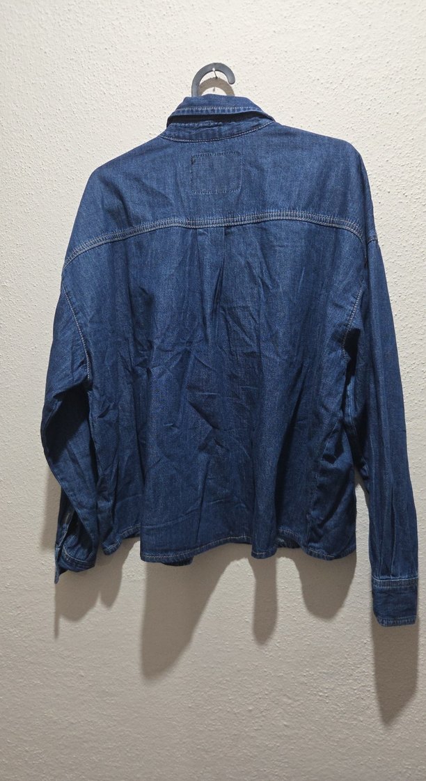 Kadın Mavi Denim Gömlek Ceket - Görsel 4