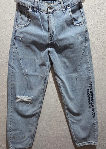 Gri Renkli Salaş Kadın Kot Pantolon - Görsel 2