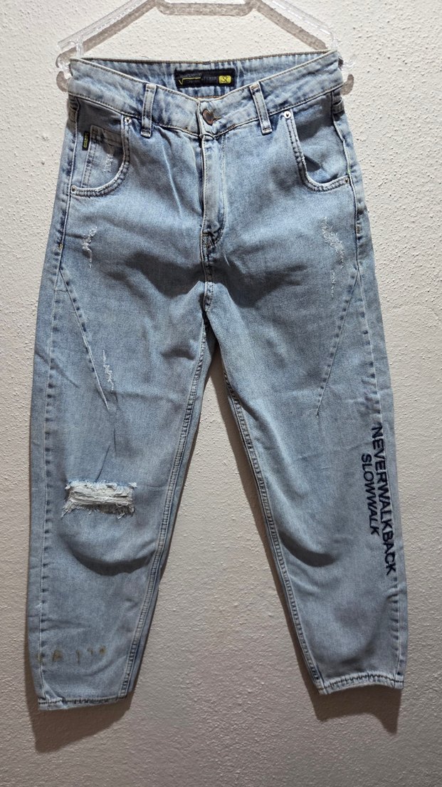 Gri Renkli Salaş Kadın Kot Pantolon - Görsel 2