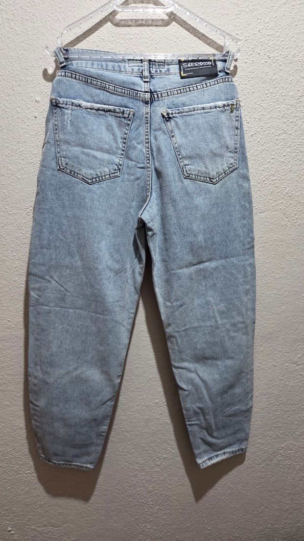 Gri Renkli Salaş Kadın Kot Pantolon - Görsel 5