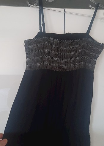 Kadın Siyah Keten Askılı Tulum - Görsel 5