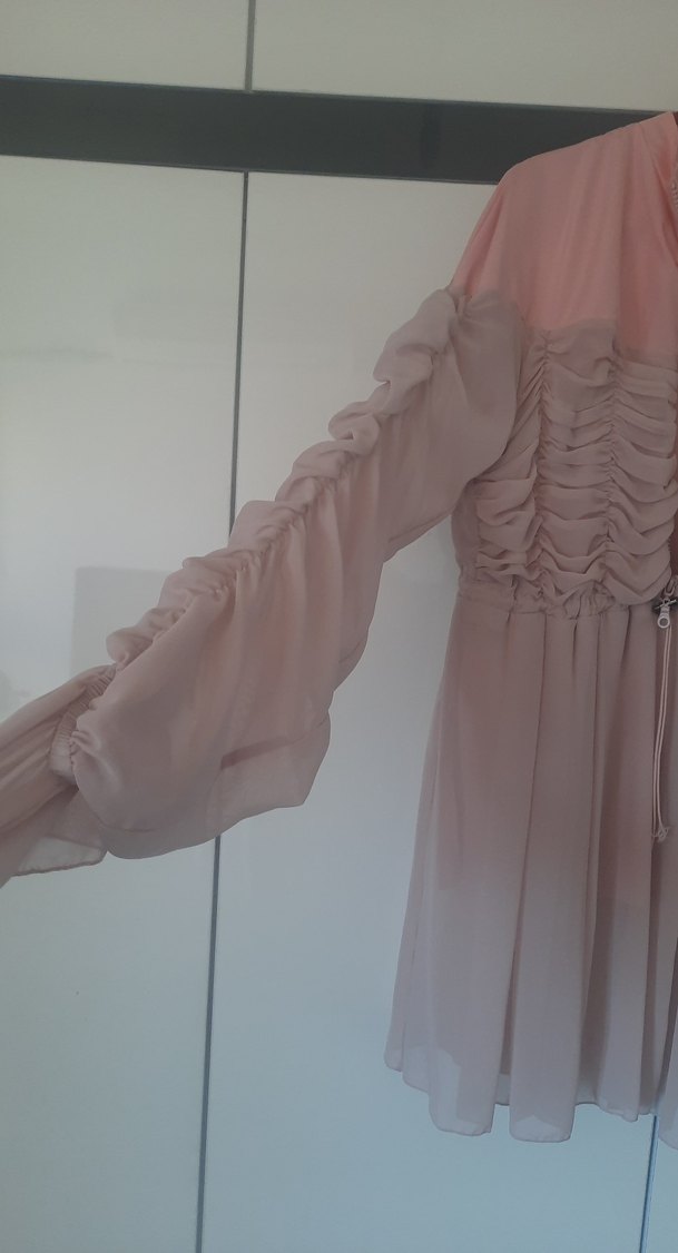 Piliseli Uzun Kollu Pembe Hamile Bluzu - Görsel 3