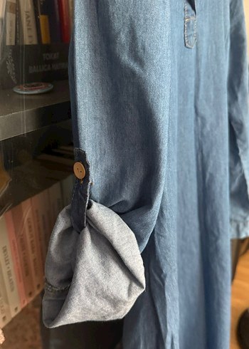 44 Beden mavi Renk Uzun Mavi Denim Elbise