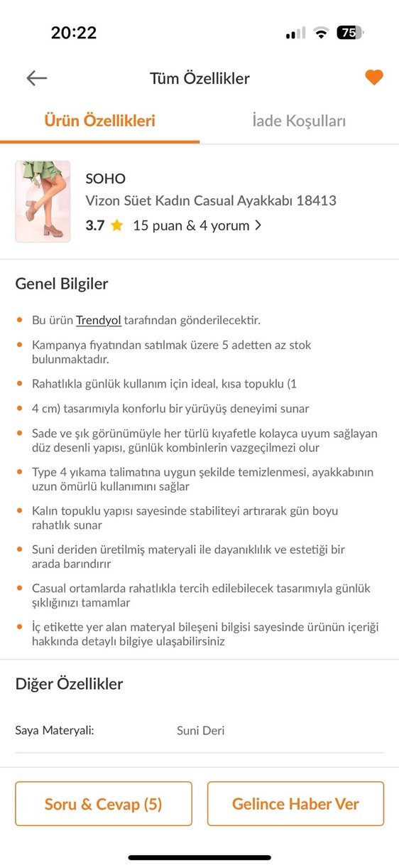 SOHO Vizon Süet Kadın Casual Platform Topuklu - Görsel 4