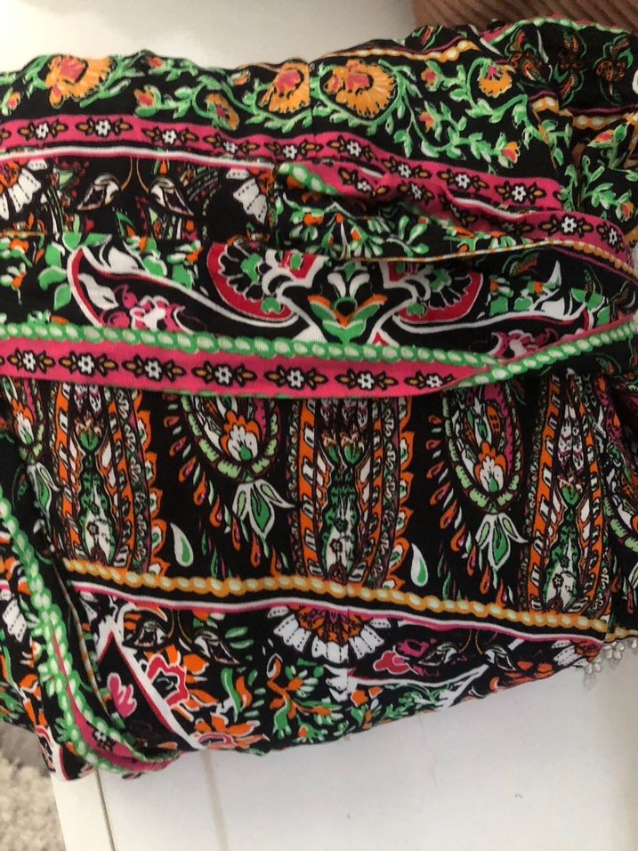 Renkli Bohem Uzun Elbise V Yaka - Görsel 5