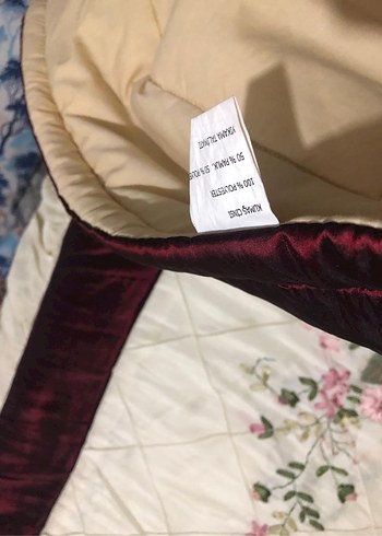 Krem bordo Çiçek Desenli kurdela işi Yastık ve Yastık Kılıfı - Görsel 6