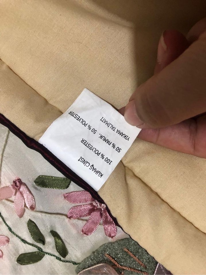 Krem bordo Çiçek Desenli kurdela işi Yastık ve Yastık Kılıfı - Görsel 5