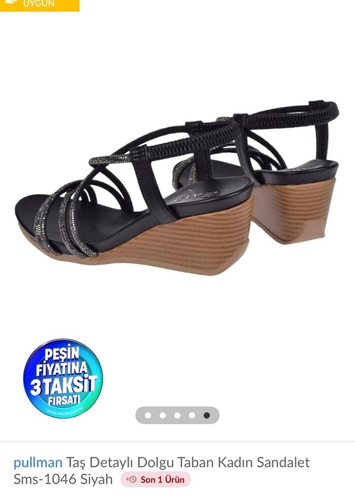 Taş detaylı siyah sandalet - Görsel 3