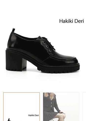 Siyah Hakiki Deri Kadın Oxford Ayakkabı - Görsel 3