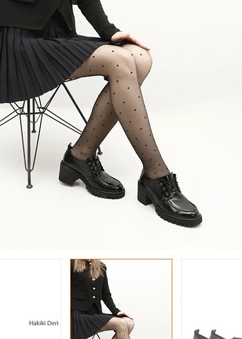 Siyah Hakiki Deri Kadın Oxford Ayakkabı - Görsel 2