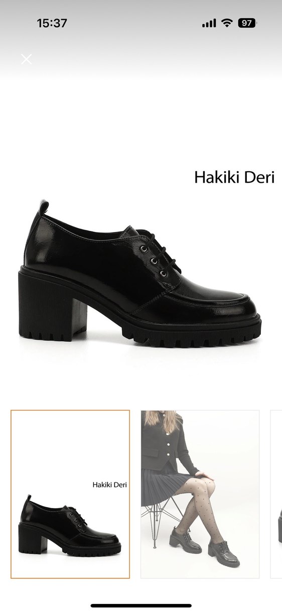 Siyah Hakiki Deri Kadın Oxford Ayakkabı - Görsel 3