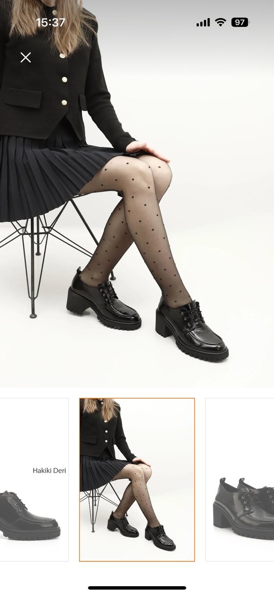 Siyah Hakiki Deri Kadın Oxford Ayakkabı - Görsel 2