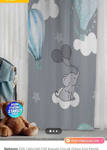 2 Kanat Çocuk Odası Fon Perde - Görsel 3
