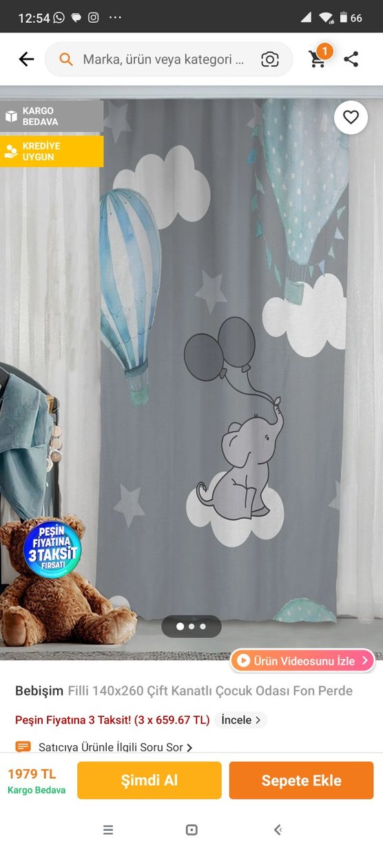 2 Kanat Çocuk Odası Fon Perde - Görsel 3