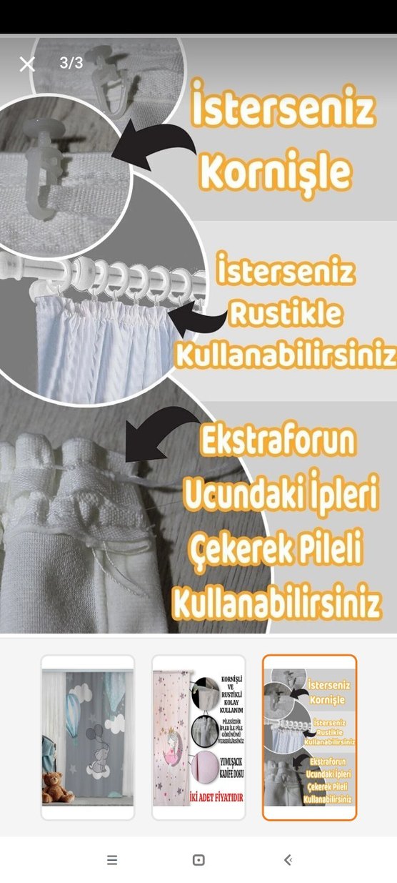 2 Kanat Çocuk Odası Fon Perde - Görsel 2