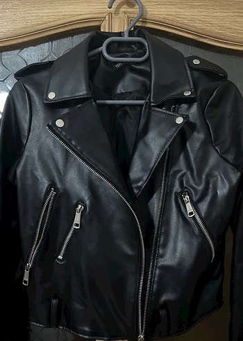 Siyah Deri Biker Ceket - Görsel 3