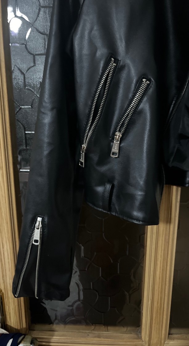 Siyah Deri Biker Ceket - Görsel 5