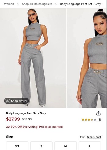 Fashinova gri Kemerli Kadın Denim takım