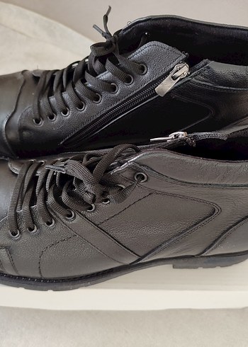 45 numara Siyah Deri Erkek Bot kauçuk taban - Görsel 9