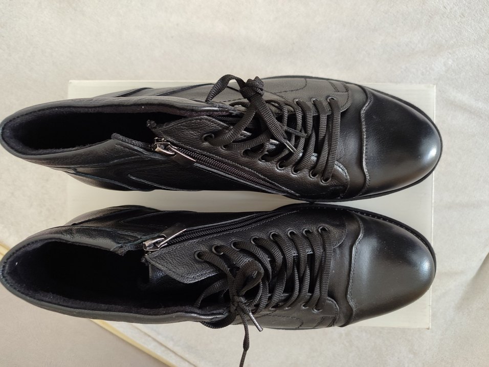 45 numara Siyah Deri Erkek Bot kauçuk taban - Görsel 3