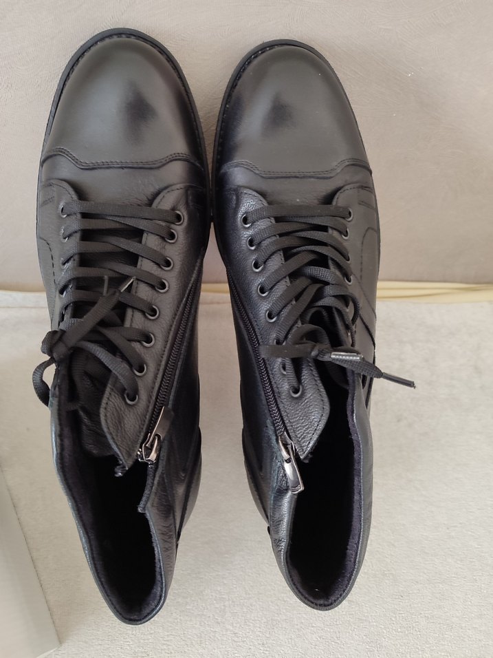 45 numara Siyah Deri Erkek Bot kauçuk taban - Görsel 4