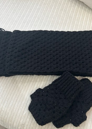 Siyah Uzun Erkek Atkı - Görsel 3