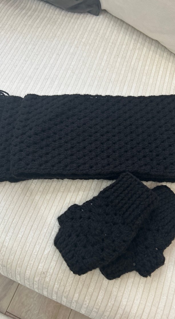 Siyah Uzun Erkek Atkı - Görsel 3