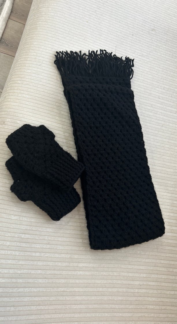 Siyah Uzun Erkek Atkı - Görsel 2