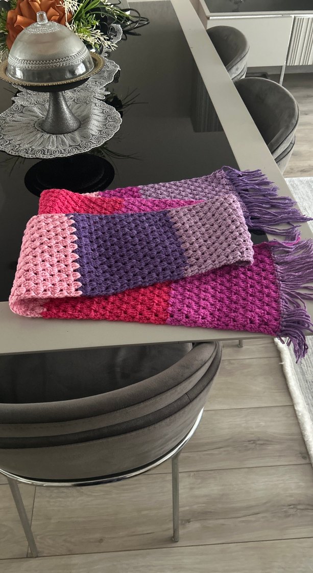 Kadın Çok Renkli Örgü Bohem Şal - Görsel 2