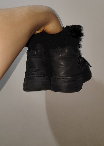 Siyah Deri Kürklü Kadın Dolgu Topuk Bot - Görsel 2