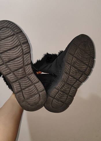 Siyah Deri Kürklü Kadın Dolgu Topuk Bot - Görsel 4