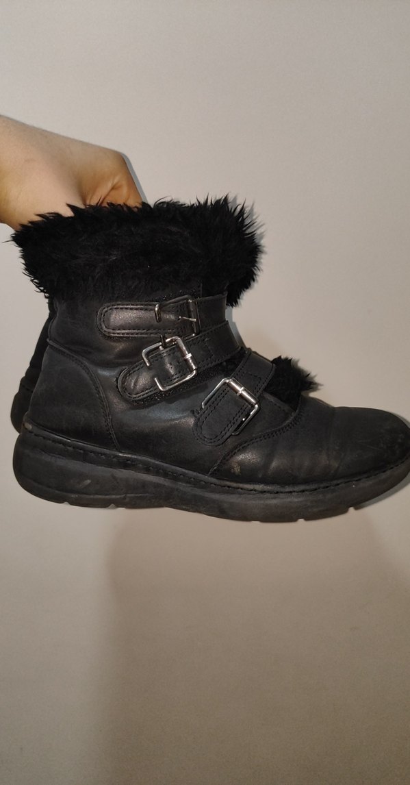 Siyah Deri Kürklü Kadın Dolgu Topuk Bot - Görsel 3