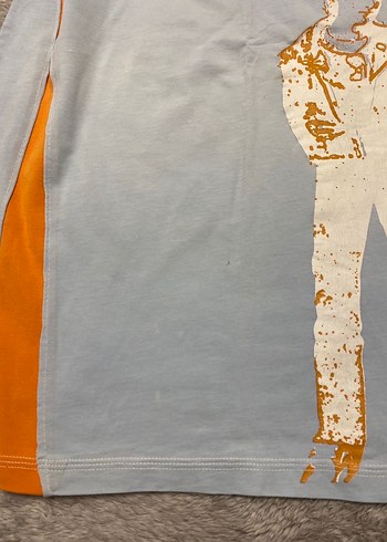 Mavi Baskılı Kısa Kollu vintage Tişört - Görsel 4