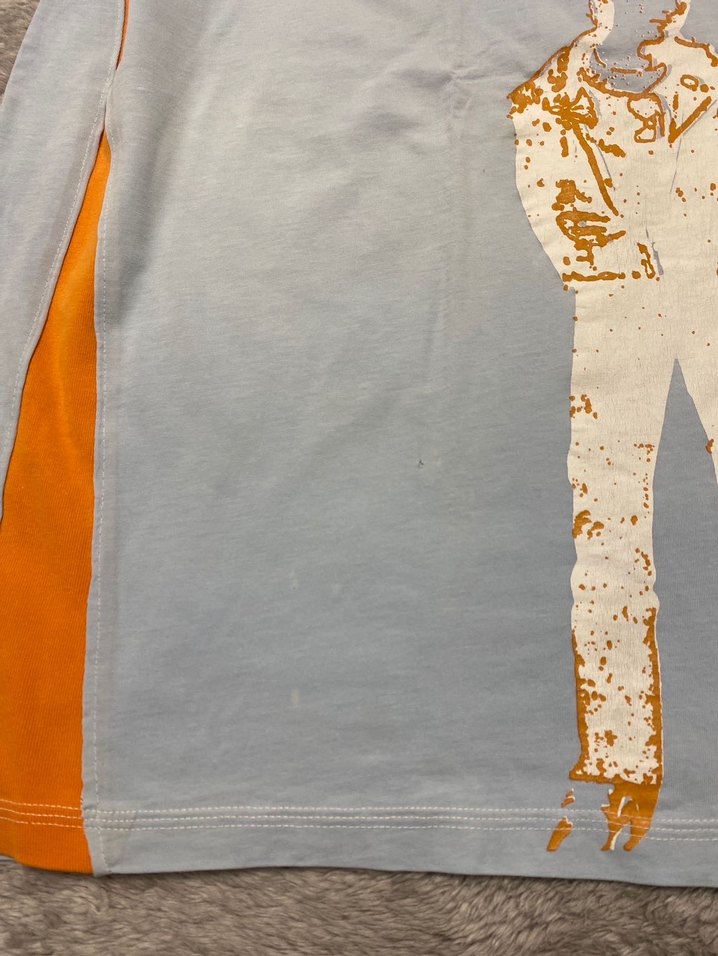 Mavi Baskılı Kısa Kollu vintage Tişört - Görsel 4