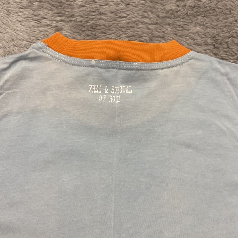 Mavi Baskılı Kısa Kollu vintage Tişört - Görsel 3