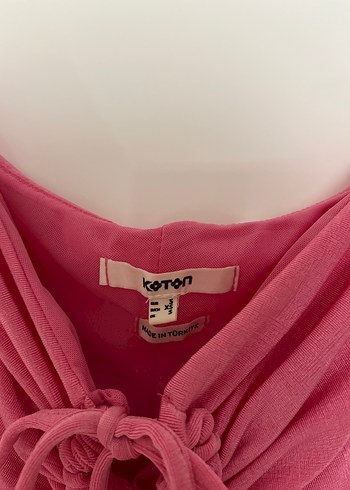 Parlak Pembe Straplez Yaka Mini Elbise - Görsel 5