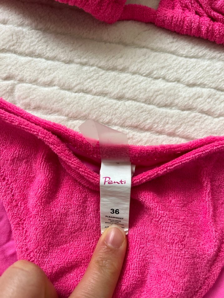 Pembe İpli Havlu Kumaş Bikini Takımı - Görsel 2