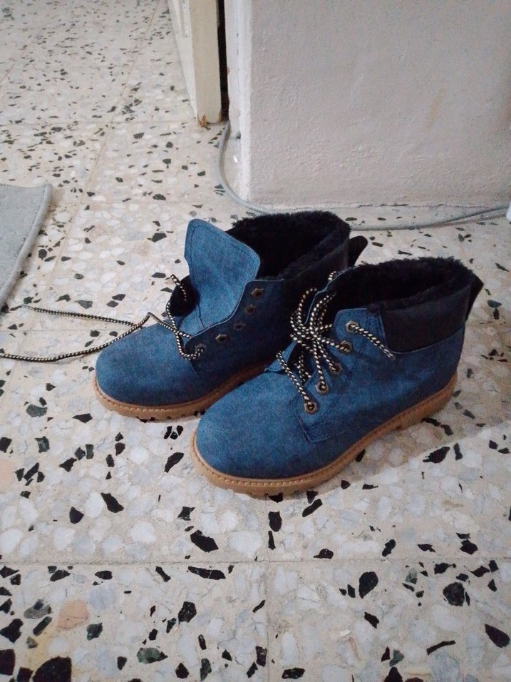 unisex Mavi Erkek Botları, Kemer Detaylı, Sokak Stili - Görsel 2