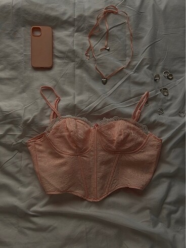 Sheinside Shein korseli babypink üst