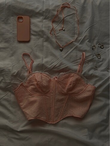 l Beden Shein korseli babypink üst