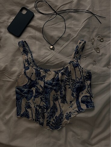 l Beden SHEİN Mavi etnik desenli crop