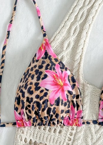 Penti Pembe Çiçekli Bohem Dantel Detaylı Bikini