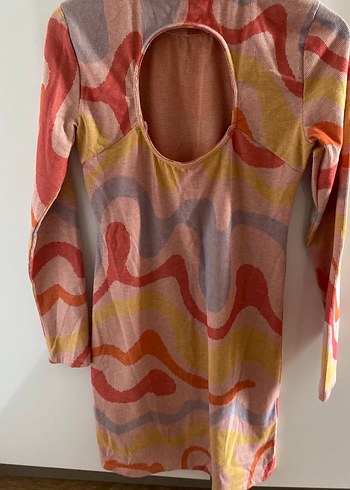 Uzun Kollu Çok Renkli Örgü Elbise - Görsel 3